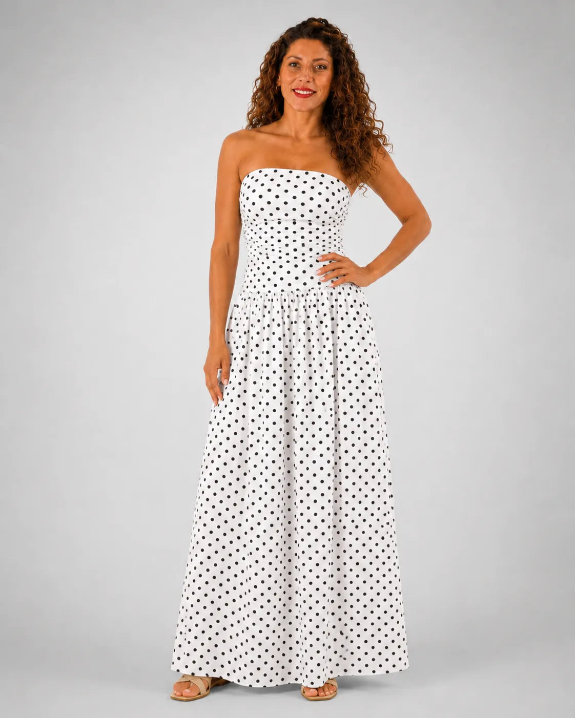 Robe longue bandeau à pois ligne A