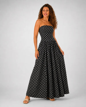 Robe longue bandeau à pois ligne A