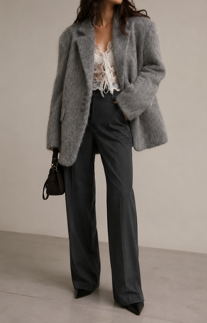 Blazer femme chaud à col rabattu